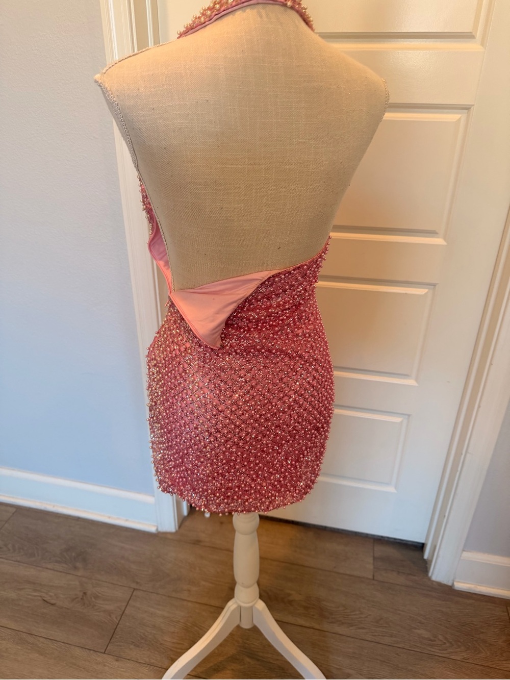 Oh Polly Pink Beaded Halter Mini Dress - Picture 6 of 7